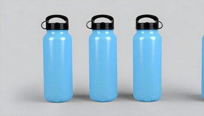 light blue reusable water bottles mockup