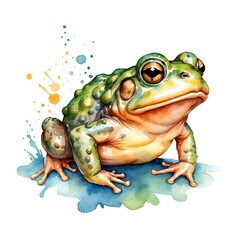 Poster - Toad head watercolor art style logo on plain white background