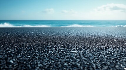 Asphalt road square and sea natural background : Generative AI