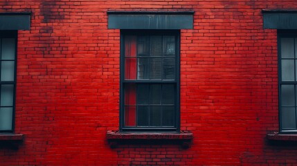 Leinwandbilder - Red brick house wall building photo taken from a close distance : Generative AI