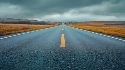 Poster - straight asphalt road in rural landscape  empty runway : Generative AI
