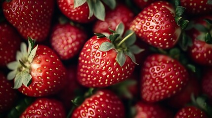 Poster - Fresh strawberries from above filling the frame : Generative AI