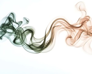 Poster - Blush and olive smoke twists artistically in isolation on white.