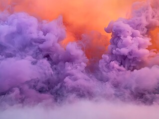 Poster - Persimmon and periwinkle smoke clouds softly displayed on a blank canvas.