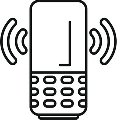 Poster - Simple icon representing a mobile phone with sound waves, perfect for projects related to phone calls and speakerphone mode