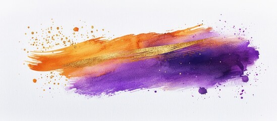 Poster - Purple and orange watercolor art on a white base, highlighted with golden strokes.