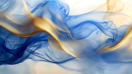 Aufkleber - Soft sapphire and gold smoke whiffs in a minimalist design.