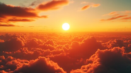 Poster - Sunset Sky Orange Sunrise Cloud Evening Beautiful Gold Orange Color Landscape Light Dawn Sunny Cloudy Sun Clear Horizon Clean Calm Day Summer Nature Skyline Morning Tropical Dramatic B : Generative AI