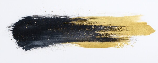Poster - Dark watercolor mark on white, embellished with gold accents.