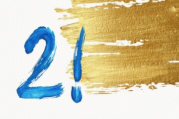Poster - Modern abstract with gold strokes and a blue 