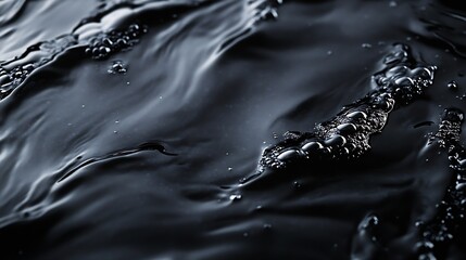 Poster - Black transparent clear calm water surface texture with ripples splashes Abstract nature banner background Dark grey water waves Copy space top view Cosmetic moisturizer micellar toner : Generative AI