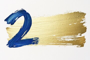 Poster - White and gold brush strokes with a vibrant blue 