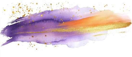 Poster - Vivid orange and purple watercolor strokes on white, framed with gold.