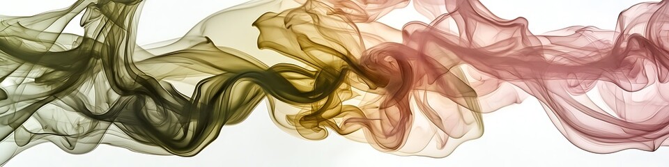 Poster - Olive and blush smoke in elegant formations on a neutral background.