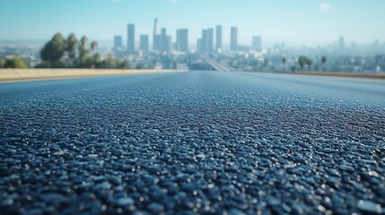 Empty urban asphalt road exterior with city buildings background New modern highway concrete construction Concept of way to success Transportation logistic industry fast delivery Los A : Generative AI