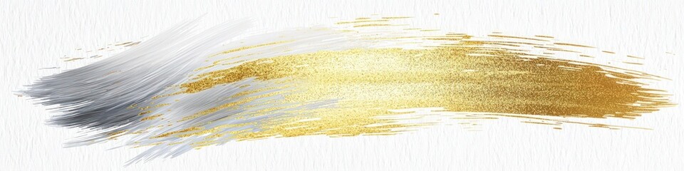 Poster - Reflective silver stroke on white background, gold accents.