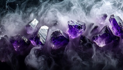 Poster - Amethyst and silver smoke rise calmly in a simple art form.