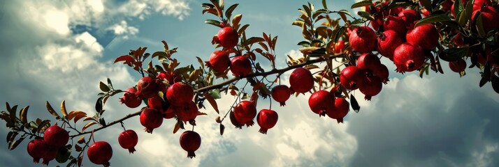 Canvas Print - Pomegranate Tree and Sky Photographed with a Mobile Device