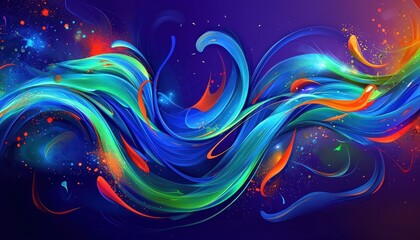 Aufkleber - abstract fractal background with blue and orange swirlls