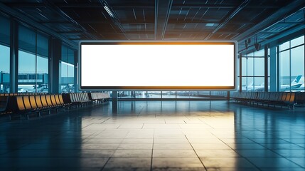 Poster - blank advertising billboard at airport : Generative AI