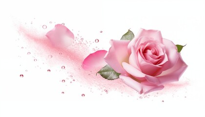 Canvas Print - pink rose petals and water splash