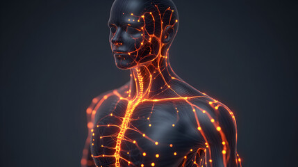 Wall Mural - Glowing Human Body Network Illustration