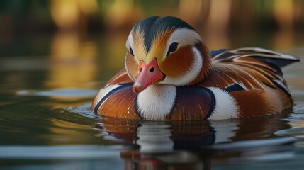 Close-up of mandarin duck swimming in a lake