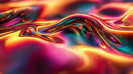 Canvas Print - Abstract iridescent background with flowing liquid-like texture in vibrant colors.