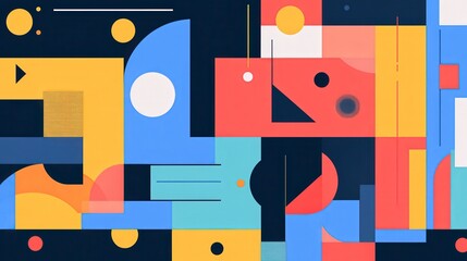 Aufkleber - minimalist flat design elements with clean geometric lines and solid colors