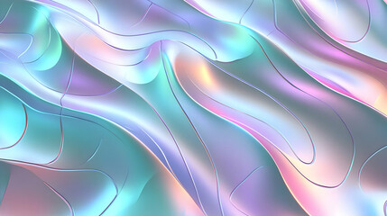 Wall Mural - Abstract iridescent wavy background with a holographic effect.