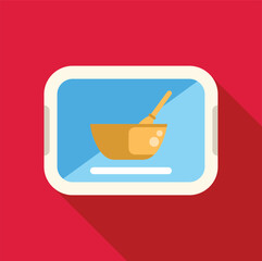Poster - This vector icon features a bowl and whisk displayed on a smartphone screen, suggesting an online cooking class or recipe app