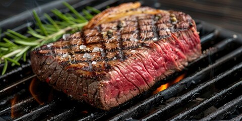 Wall Mural - Luxurious Thick Cut Fresh Beef Steak Grilled Outdoors