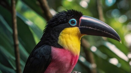Wall Mural - Black toucan in a tree
