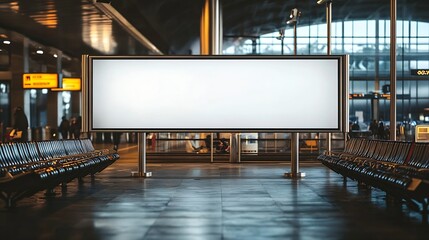 Poster - blank advertising billboard at airport : Generative AI