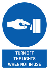 Wall Mural - ISO mandatory safety signs_turn of the lights when not in use size a4/a3/a2/a1