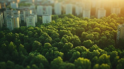 Wall Mural - Nice green forest landscape in the city : Generative AI