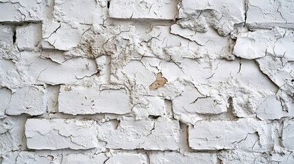 Leinwandbilder - Textured background of a newly built white brick wall with some cement stains : Generative AI