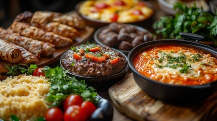 Aufkleber - variety of restaurant dishes of national Georgian Armenian and Azerbaijani cuisine : Generative AI