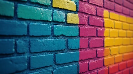 Leinwandbilder - Color brick wall as background banner design : Generative AI