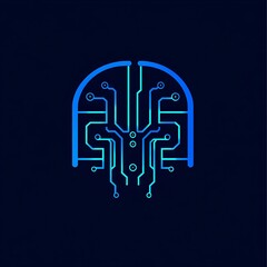 Poster - Blue Circuit Board Brain Shape