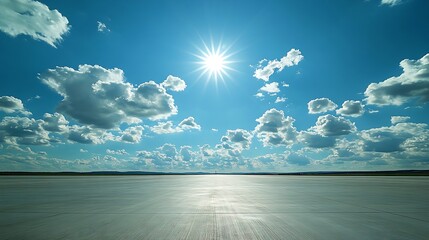 Poster - cloud and sky and sun and free space on runway decoration : Generative AI