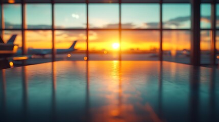 Poster - Table background of free space and airport interior Summer trip time : Generative AI