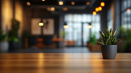 Aufkleber - Blurred empty open space office Abstract light bokeh at office interior background : Generative AI