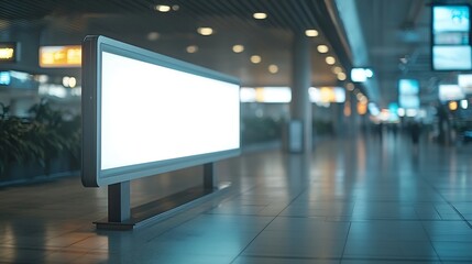 Poster - blank advertising billboard at airport : Generative AI