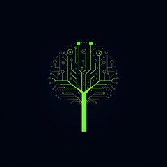 Poster - A digital tree with green branches and yellow circles