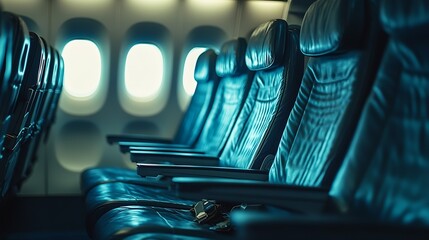 Poster - Empty airplane seats in the cabin economy class : Generative AI