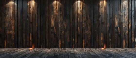 Canvas Print - Empty dark brown plank wall room background