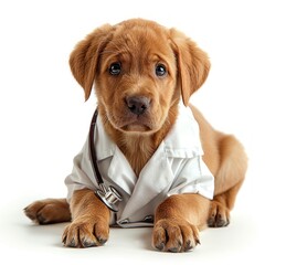 Wall Mural - Adorable Puppy Dressed as a Doctor