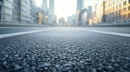 Aufkleber - Empty urban asphalt road exterior with city buildings background New modern highway concrete construction Concept of way to success Transportation logistic industry fast delivery Bosto : Generative AI