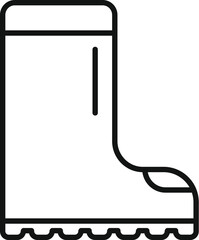 Poster - Black outline icon of a rubber boot is representing gardening equipment for planting flowers and vegetables